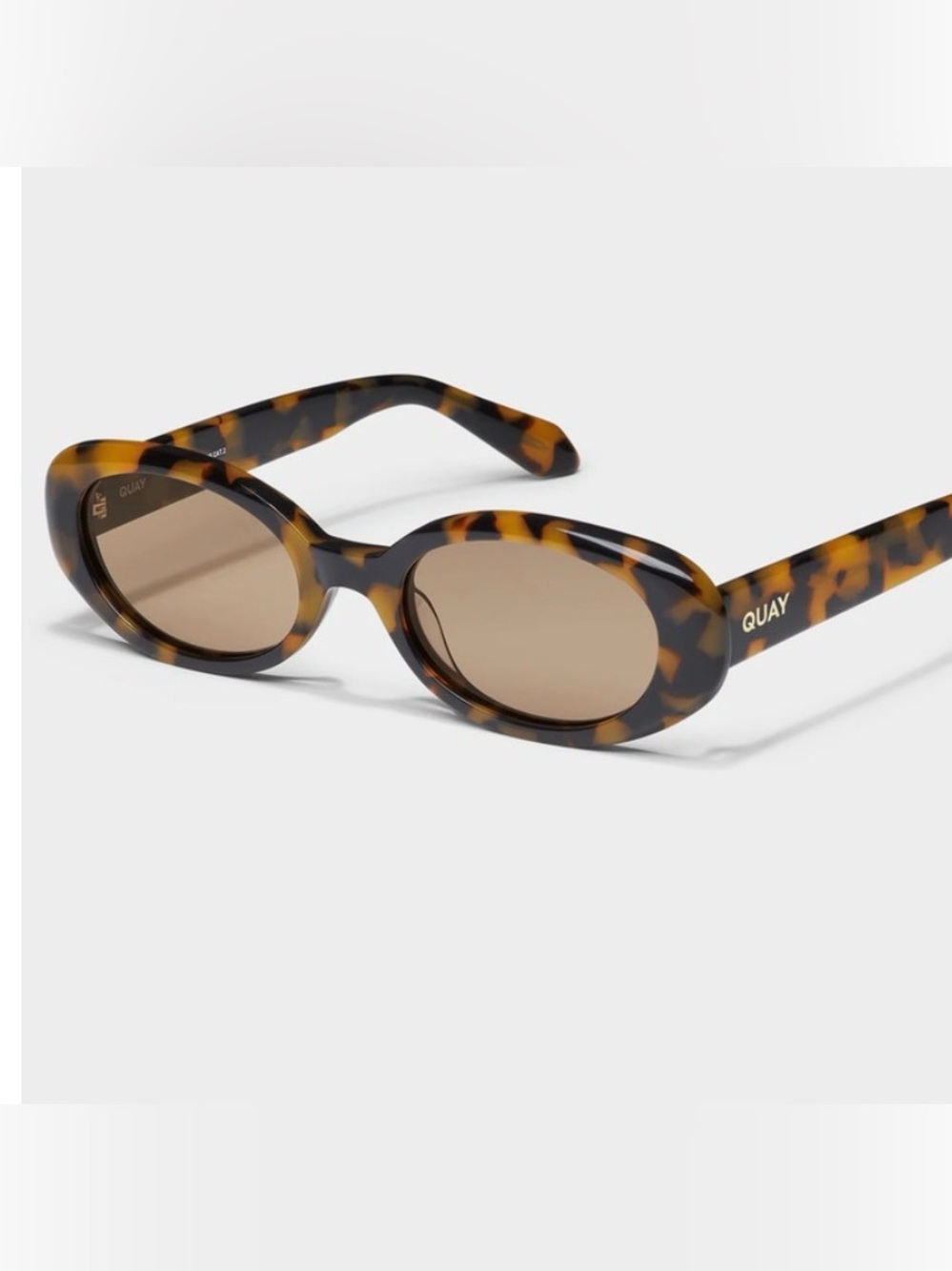 New Quay Feel cute Tortoiseshell Oval Sunglasses - Brown Lenses - Picture 3 of 12